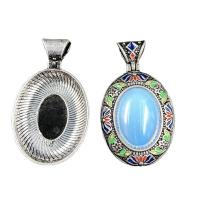 Gemstone Pendants Jewelry Zinc Alloy with Natural Stone Oval antique silver color plated & Unisex nickel lead & cadmium free Sold By PC