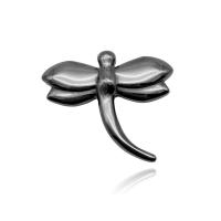 Hematite Pendant, Dragonfly, polished, Unisex, black, 49x40mm, Sold By PC