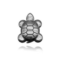 Hematite Siogairlín, Turtle, snasta, unisex, dubh, 34x43mm, Díolta De réir PC