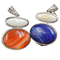 Gemstone Pendants Jewelry Natural Stone with Zinc Alloy plated & Unisex Length Approx 14.96 Inch Sold By PC