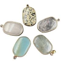 Gemstone Pendants Jewelry, Natural Stone, with Brass, Rectangle, gold color plated, different materials for choice & Unisex, more colors for choice, 20-22mmx35mm, Sold By PC