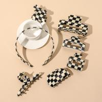 Hair Claw Clips, Plastic, with Tibetan Style, fashion jewelry & different styles for choice, white and black, Sold By PC