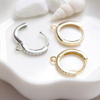Brass Huggie Hoop Earring Finding, plated, DIY & micro pave cubic zirconia, more colors for choice, nickel, lead & cadmium free, 14mm, Sold By PC