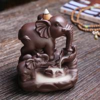 Backflow Incense Burner, Purple Clay, Elephant, handmade, for home and office & durable, 120x110x130mm, Sold By PC