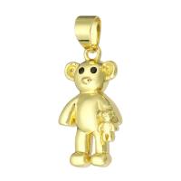 Cubic Zirconia Micro Pave Brass Pendant, Bear, gold color plated, micro pave cubic zirconia, 10x19x4mm, Hole:Approx 3mm, 10PCs/Lot, Sold By Lot