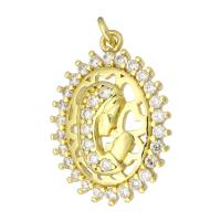 Cubic Zirconia Micro Pave Brass Pendant, gold color plated, micro pave cubic zirconia, 17x22x4mm, Hole:Approx 1mm, 10PCs/Lot, Sold By Lot