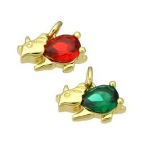 Cubic Zirconia Micro Pave Brass Pendant Rhinoceros gold color plated micro pave cubic zirconia Approx 2mm Sold By Lot