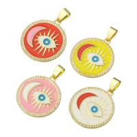 Brass Pendant Evil Eye gold color plated enamel Approx 3mm Sold By Lot