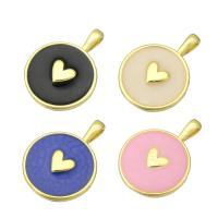Brass Jewelry Pendants, Flat Round, gold color plated, enamel, more colors for choice, 18x25x3mm, Hole:Approx 2mm, 10PCs/Lot, Sold By Lot