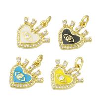 Cubic Zirconia Micro Pave Brass Pendant, gold color plated, micro pave cubic zirconia & enamel, more colors for choice, 15x16x3mm, Hole:Approx 2mm, 10PCs/Lot, Sold By Lot