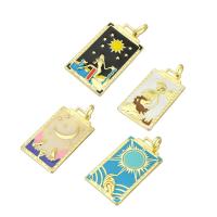 Brass Jewelry Pendants, Rectangle, gold color plated, different color and pattern for choice & enamel, 26x46x2mm, Hole:Approx 6mm, 10PCs/Lot, Sold By Lot
