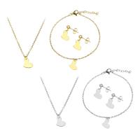 Fashion Stainless Steel Jewelry Sets, bracelet & earring & necklace, Heart, plated, for woman, more colors for choice, 9x12mm, Length:Approx 19.5 Inch, Approx 8.5 Inch, Sold By Set
