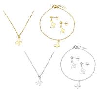 Fashion Stainless Steel Jewelry Sets, bracelet & earring & necklace, plated, for woman, more colors for choice, 12x8mm, Length:Approx 19.5 Inch, Approx 8.5 Inch, Sold By Set