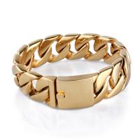 Titanium Steel Bracelet & Bangle gold color plated & for man Sold By PC