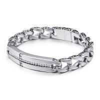 Stainless Steel Jewelry Bracelet, polished, micro pave cubic zirconia & for man, original color, 12mm, Length:Approx 8.66 Inch, Sold By PC