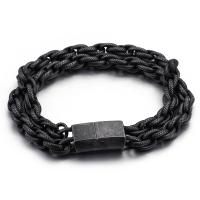 Bijoux bracelet en acier inoxydable, ionique noire, pour homme, 8mm, Longueur:Environ 9.06 pouce, Vendu par PC