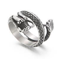 aço inoxidável Cuff Ring Finger, Dragão, tamanho diferente para a escolha & para o homem, 12mm, vendido por PC