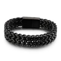 Titanium Steel Bracelet, for man, black, 12mm, Length:Approx 7.48 Inch, Sold By PC