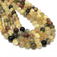 Quartz naturel bijoux perles, quartz rutile, Rond, poli, DIY, couleurs mélangées, Vendu par sol