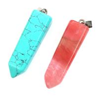 Gemstone Pendants Jewelry, Stainless Steel, with Natural Stone, more colors for choice, 12x50mm, Sold By PC