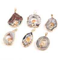 Natural Agate Druzy Pendant Stainless Steel with Ice Quartz Agate mixed colors Sold By PC