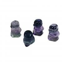 Natural Fluorite Pendant, Carved, no hole, mixed colors, 21x12x12mm, Sold By PC