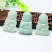 Jadeit Anhänger, Buddha, poliert, grün, 40x25x6mm, verkauft von PC