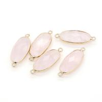 Stainless Steel Connector, with Rose Quartz, pink, 11x27mm, Sold By PC