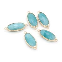 Gemstone Connector Stainless Steel with ​Amazonite​ Oval faceted blue Sold By PC