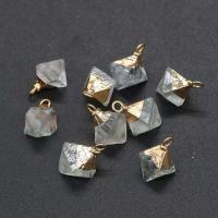 Pingentes quartzo natural, aço inoxidável, with Cristal branco, Rhombus, branco, 14x18mm, vendido por PC