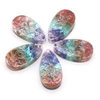 Gemstone Pendants Jewelry, Resin, with Natural Stone, Teardrop, mixed colors, 22x42mm, Sold By PC