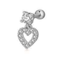 Stainless Steel Uho piercing nakit, Nehrđajući čelik, s Kubni cirkonij, za žene, više boja za izbor, 11x6mm, Prodano By PC