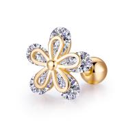 Cubic Zircon (CZ) Stud Earring Stainless Steel with Cubic Zirconia Flower for woman Sold By PC