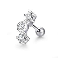 Stainless Steel Stud Earrings, with Cubic Zirconia, for woman, more colors for choice, 10x5mm, Sold By PC