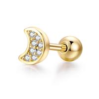 Stainless Steel Stud Earrings, with Cubic Zirconia, for woman, more colors for choice, 6x4mm, Sold By PC