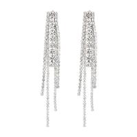 Fashion Fringe Earrings Zinc Alloy fashion jewelry & for woman & with rhinestone silver color Sold By Pair