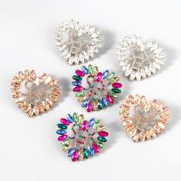 Tibetan Style Stud Earring, fashion jewelry & for woman & with rhinestone, more colors for choice, 45x49mm, Sold By Pair