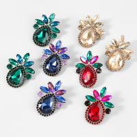 Zinc Alloy Stud Earring fashion jewelry & for woman & with glass rhinestone & with rhinestone Sold By Pair