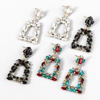 Tibetan Style Drop Earrings, fashion jewelry & for woman & with rhinestone, more colors for choice, 51x29mm, Sold By Pair