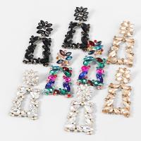 Tibetan Style Drop Earrings, fashion jewelry & for woman & with rhinestone, more colors for choice, 67x36mm, Sold By Pair