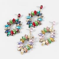Tibetan Style Drop Earrings, fashion jewelry & for woman & with rhinestone, more colors for choice, 72x45mm, Sold By Pair