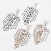 Fashion Fringe Earrings, Tibetan Style, fashion jewelry & for woman & with rhinestone, more colors for choice, 107x54mm, Sold By Pair