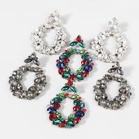 Tibetan Style Drop Earrings, fashion jewelry & for woman & with rhinestone, more colors for choice, 59x44mm, Sold By Pair