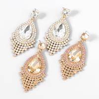 Fashion Fringe Earrings Zinc Alloy fashion jewelry & for woman & with glass rhinestone & with rhinestone Sold By Pair
