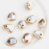 Freshwater Pearl Pendants, with Brass, gold color plated, fashion jewelry & DIY, white, 6x7mm, Sold By PC