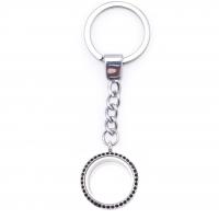 Tibetan Style Key Clasp, with Glass, Round, plated, Unisex & with rhinestone, more colors for choice, nickel, lead & cadmium free, 30mm, Sold By PC