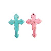 Turquoise Pendant, Natural Turquoise, Cross, Unisex, more colors for choice, 28x42mm, Approx 50PCs/Bag, Sold By Bag