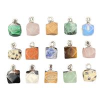 Gemstone Pendants Jewelry Natural Stone with Brass Polygon platinum color plated & Unisex 8-10mmx12mm Sold By PC
