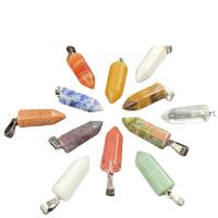 Gemstone Pendants Jewelry, Natural Stone, different materials for choice & Unisex, more colors for choice, 8x30mm, Sold By PC