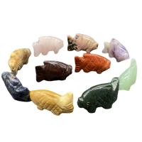 Gemstone Decoration, Fish, Carved, random style & Unisex, mixed colors, 25mmx16-18mm, Sold By PC